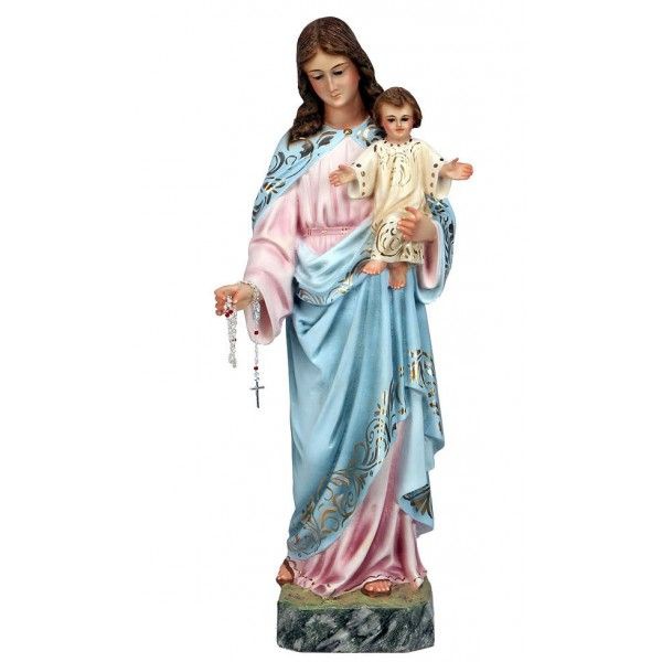 Statue de la Vierge Marie Reine de l'Univers en bois décoré