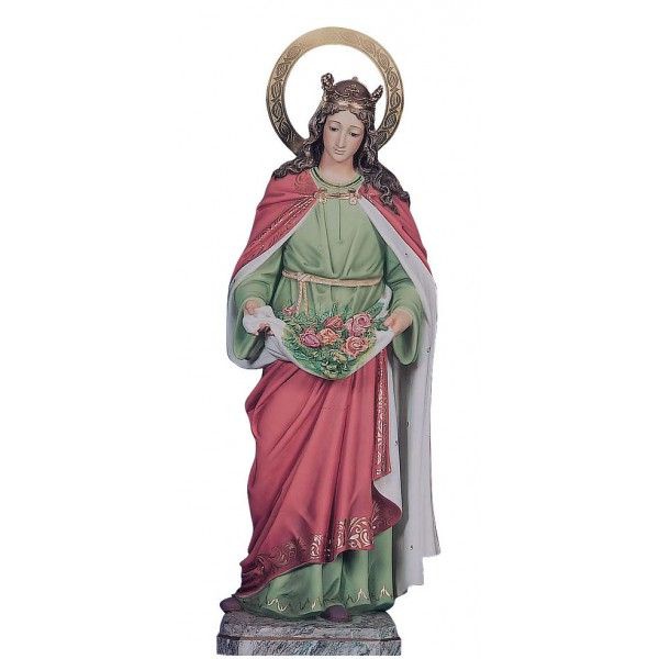 Statue Sainte Isabelle Polychrome Antique