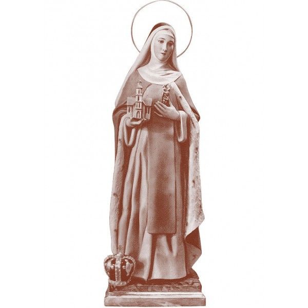 Statue Sainte Edwige Polychrome Antique