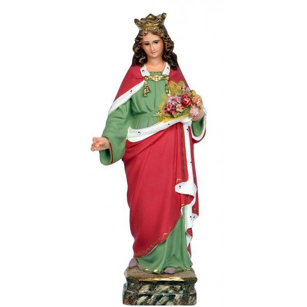 Statue Sainte Isabelle Polychrome Antique