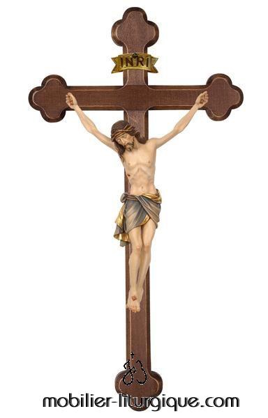 Statue-Christ-croix-bois-decore-ML020021