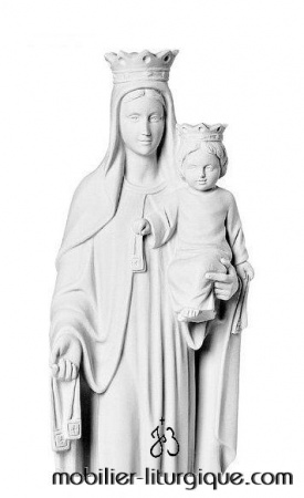 Détail-Statue-Vierge-enfant-couronnée-marbre-STEX0133