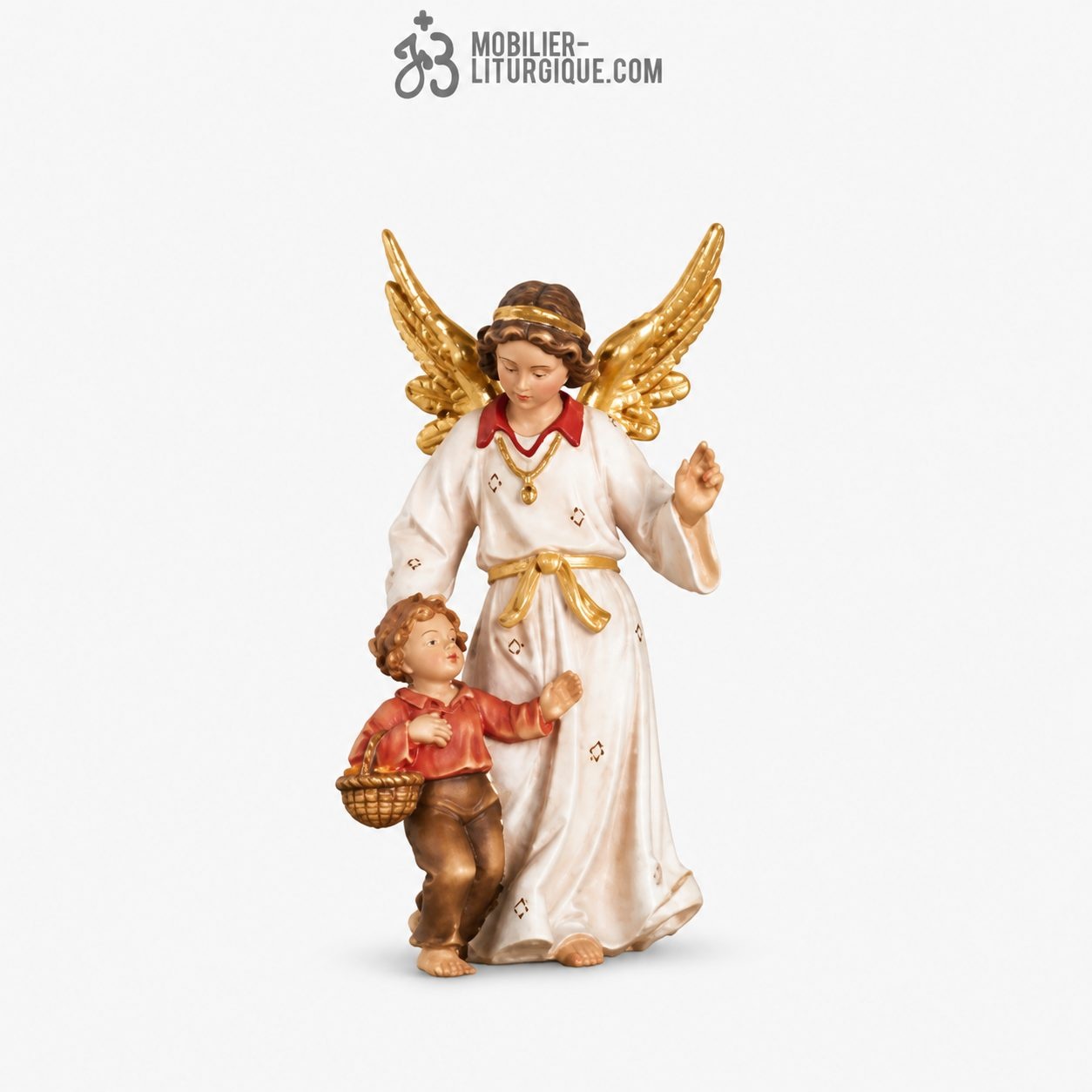 ange et l\'enfant - bois - color&eacute;