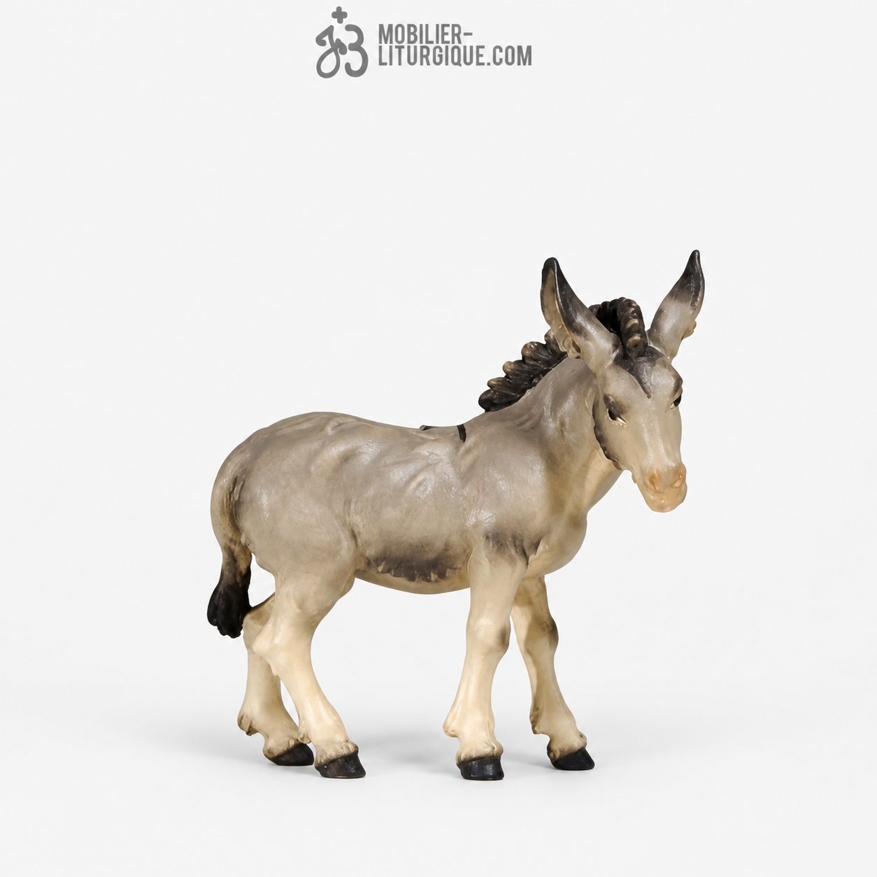 Animal de la cr&egrave;che : &acirc;ne gris en bois color&eacute;