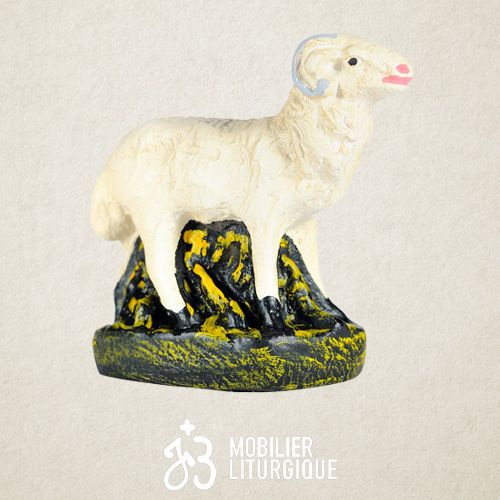 Animal de la cr�che : B�lier, en pl�tre color�