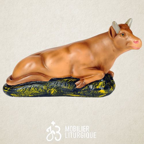 Animal de la cr�che : Boeuf, en pl�tre color�