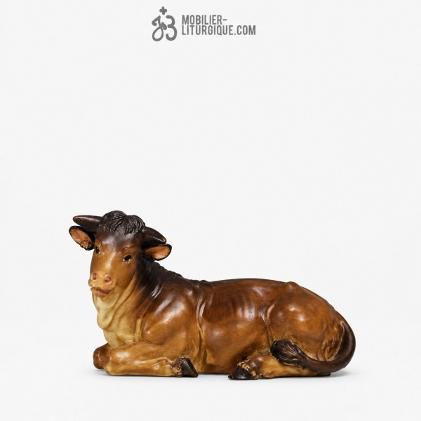 Animal de la cr�che : boeuf en bois color�