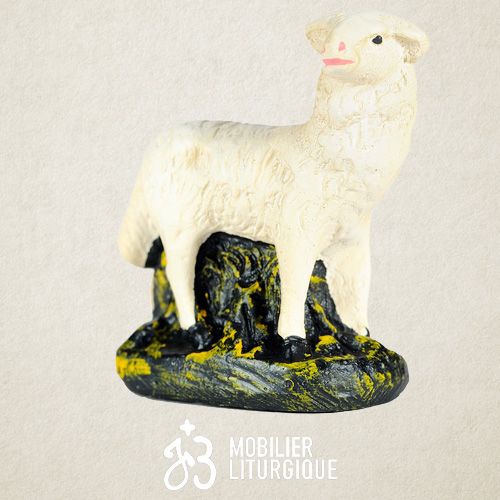 Animal de la cr�che : Mouton, en pl�tre color�
