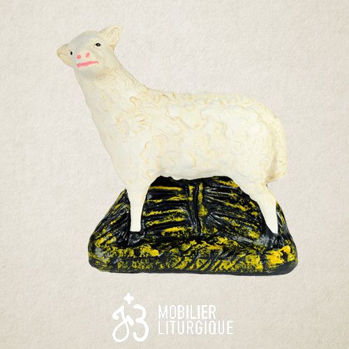 Animal de la cr�che : Mouton, en pl�tre color�