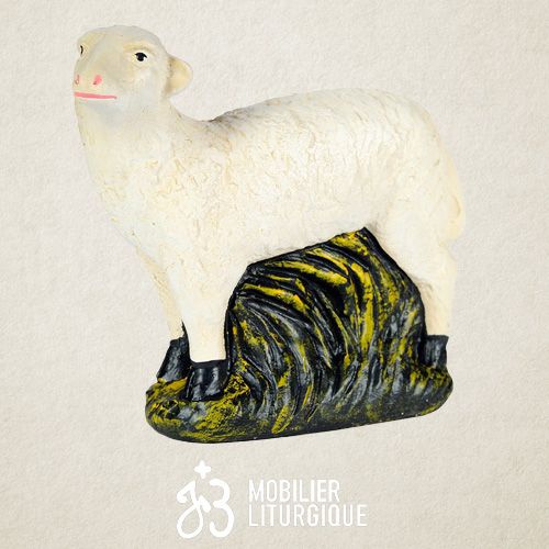 Animal de la cr�che : Mouton, en pl�tre color�