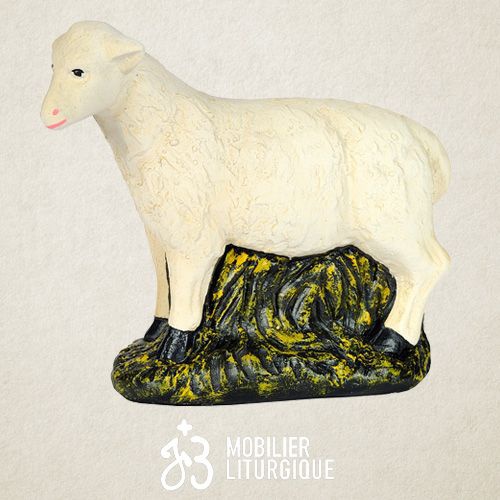 Animal de la cr�che : Mouton, en pl�tre color�