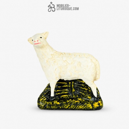 Animal de la cr&egrave;che : Mouton, en pl&acirc;tre color&eacute;