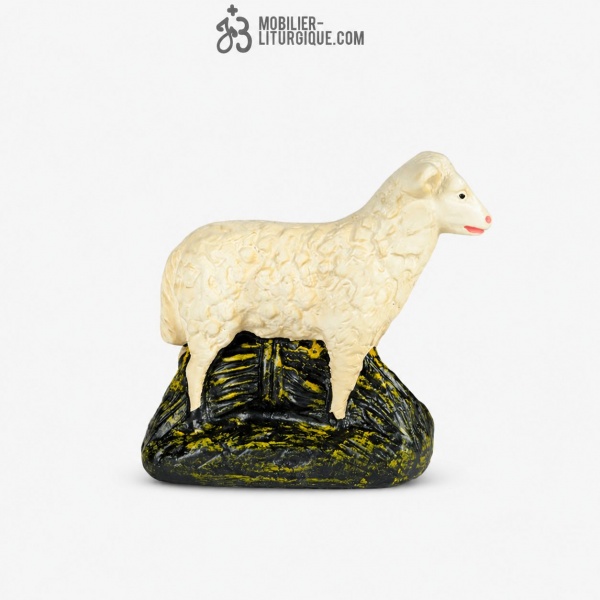 Animal de la cr�che : Mouton debout, en pl�tre color�