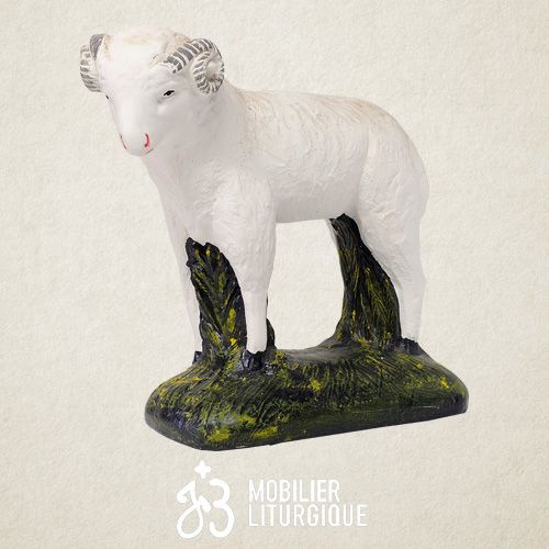 Animal pour cr�che : B�lier, en pl�tre color�