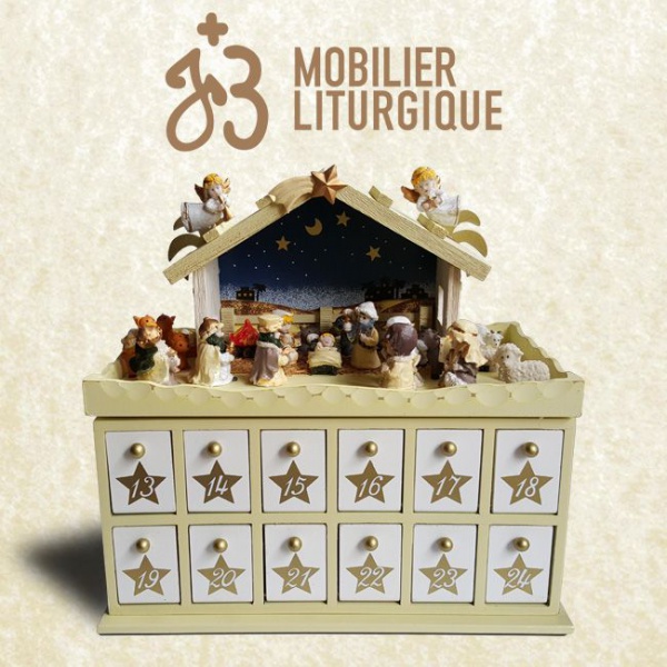 calendrier de l'avent en bois avec cr�che int�gr�e