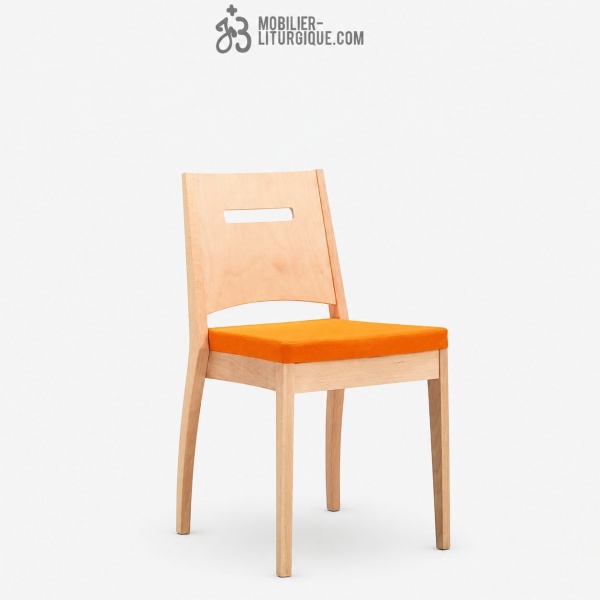 Chaise empilable assise garni et dossier bois