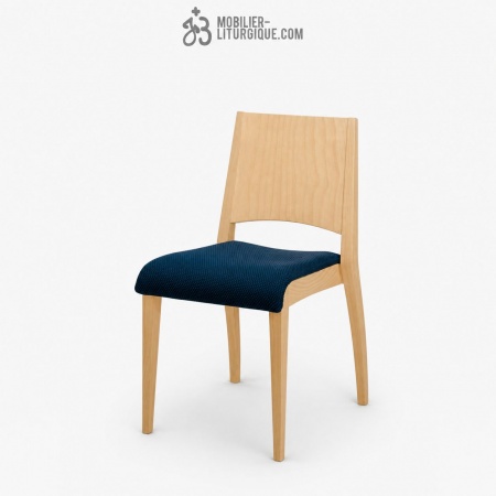 Chaise empilable assise garni et dossier bois