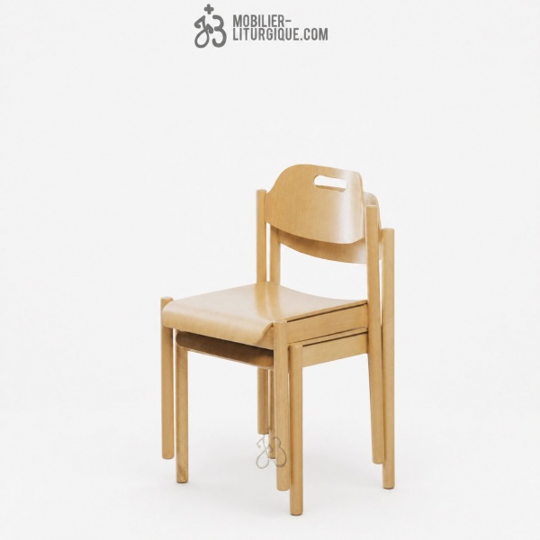 Chaise empilable assise garni et dossier bois