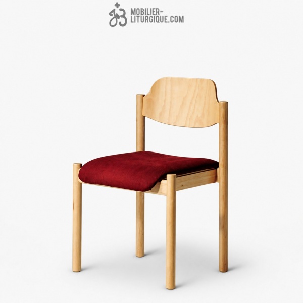 Chaise empilable assise garni et dossier bois