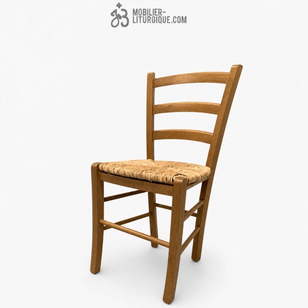 Chaise en hetre assise paille de riz  finition teint� ch�ne clair