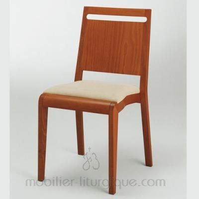 Chaise empilable assise garni et dossier bois