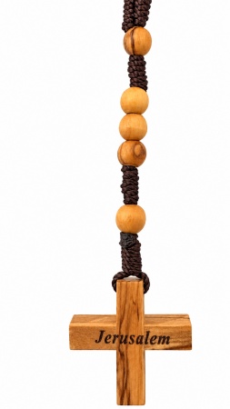 Chapelet en olivier 33cm artisanat Bethl&eacute;em
