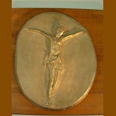 Christ sur plaque de bronze