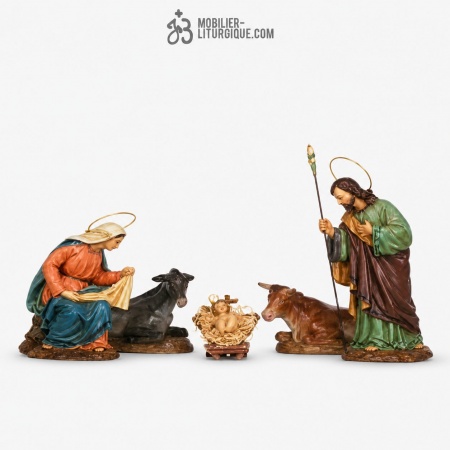 Cr&egrave;che 5 personnages  Feuille d\'or