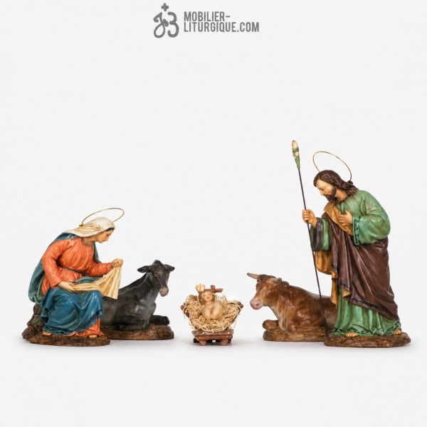 Cr�che 5 personnages Polychrome