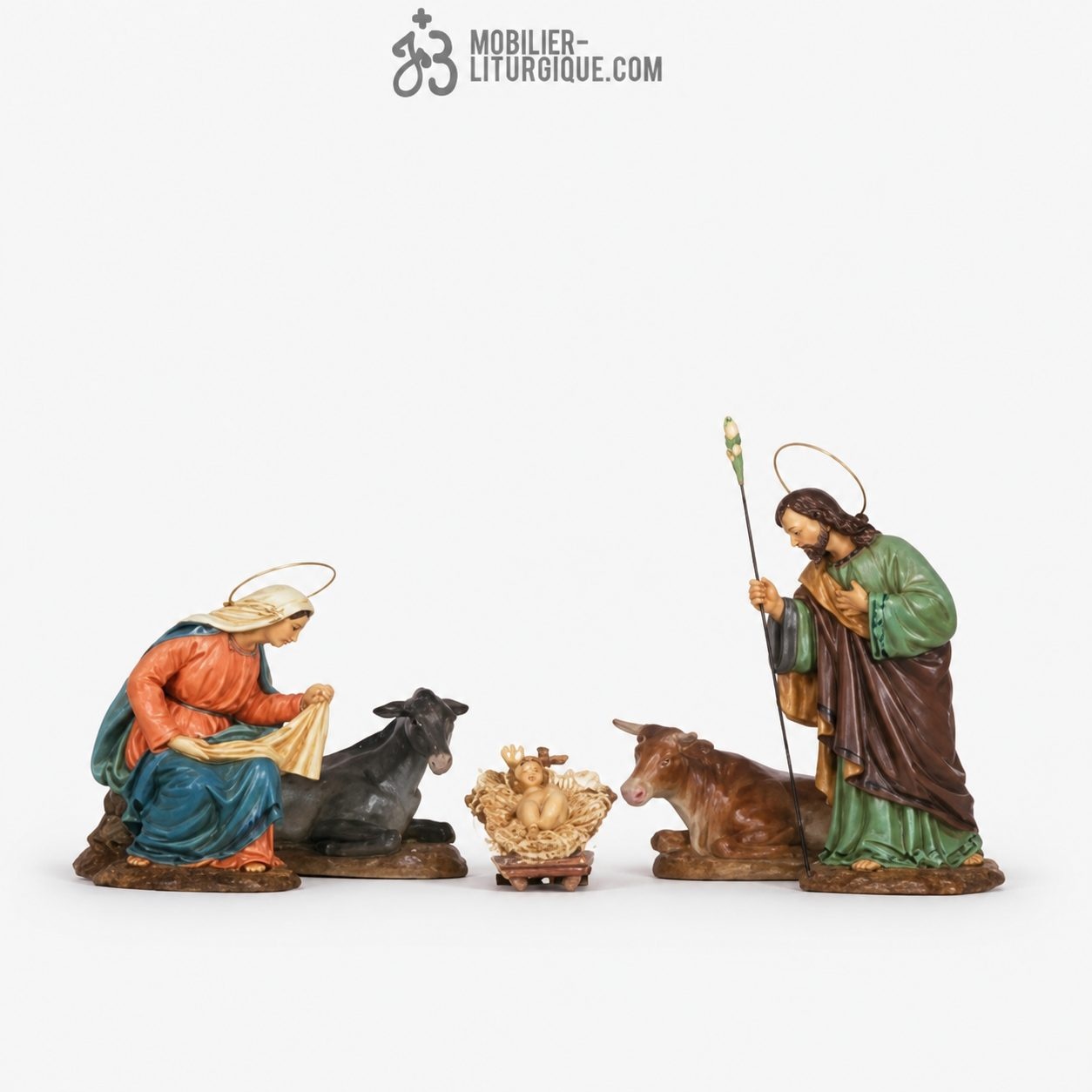 Cr&egrave;che 5 personnages Polychrome