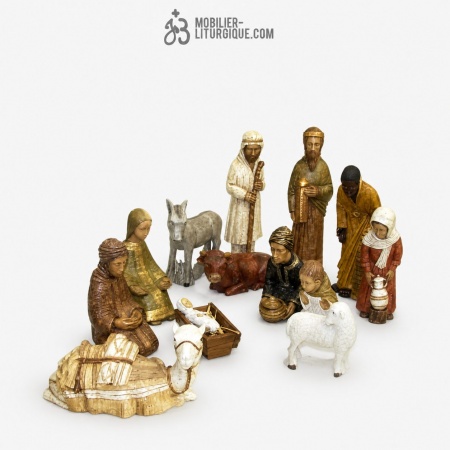 Cr&egrave;che compl&egrave;te : 10 personnages n&deg;32, (44 cm) Polychrome