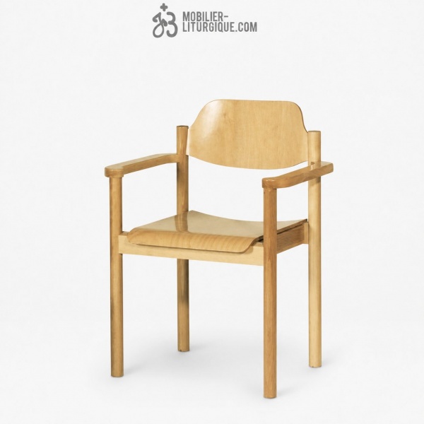 Fauteuil empilable assise et dossier bois