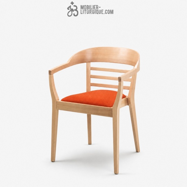 Fauteuil empilable assise garnie et dossier bois