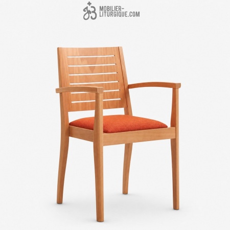Fauteuil empilable assise garnie et dossier bois
