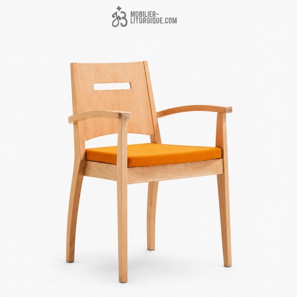Fauteuil empilable assise garnie et dossier bois