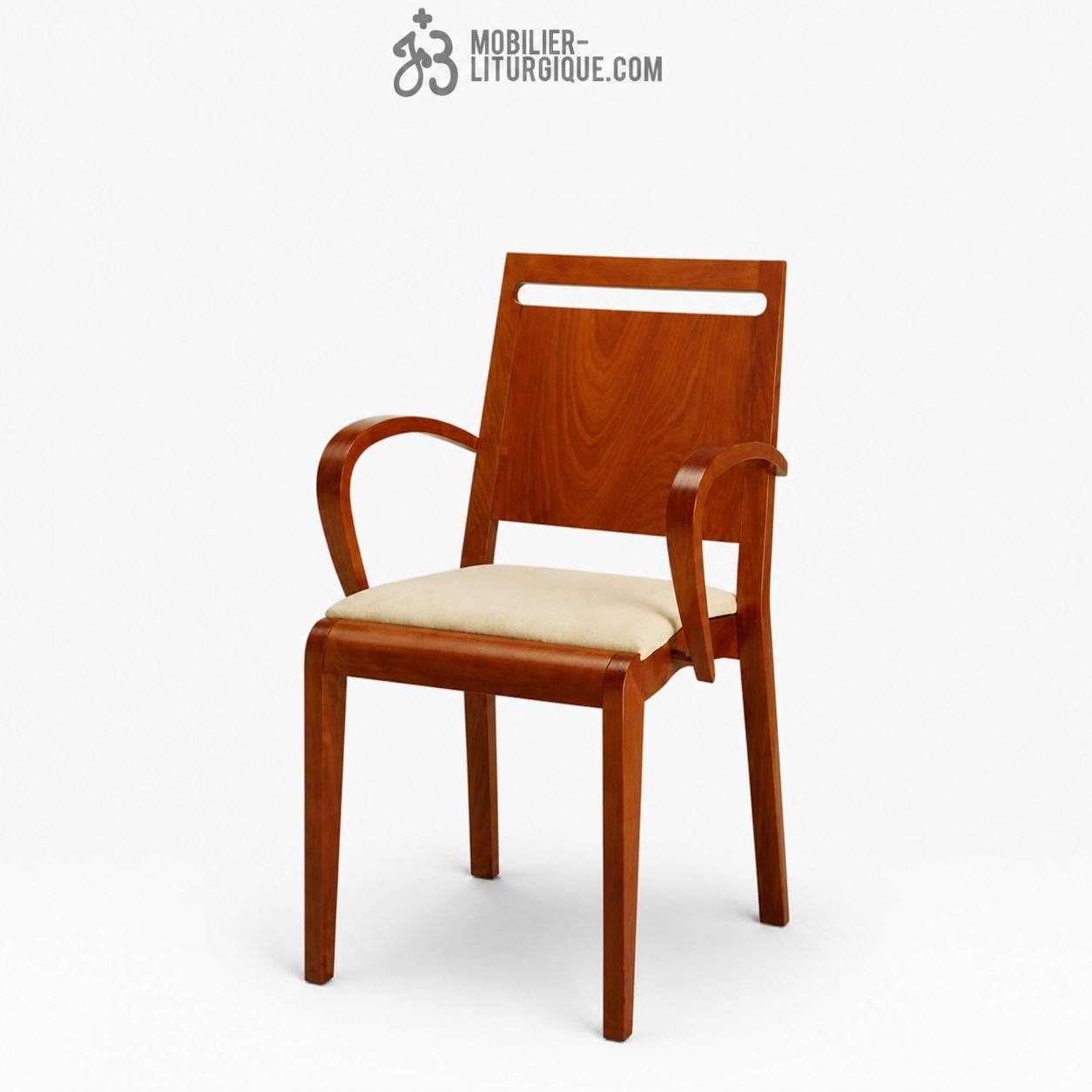 Fauteuil empilable assise garnie et dossier bois
