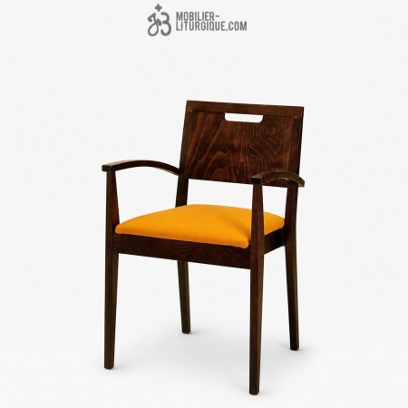 Fauteuil empilable assise garnie et dossier bois