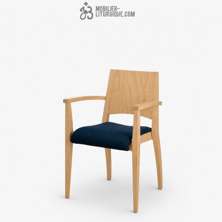 Fauteuil empilable assise garnie et dossier bois