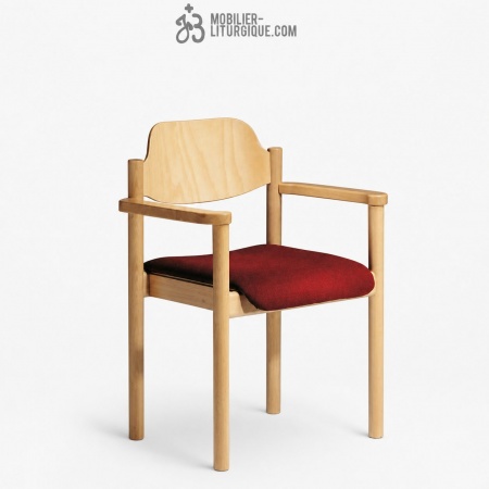 Fauteuil empilable assise garnie et dossier bois