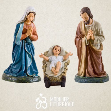 Lot de 3 personnages de crèche : Sainte Famille