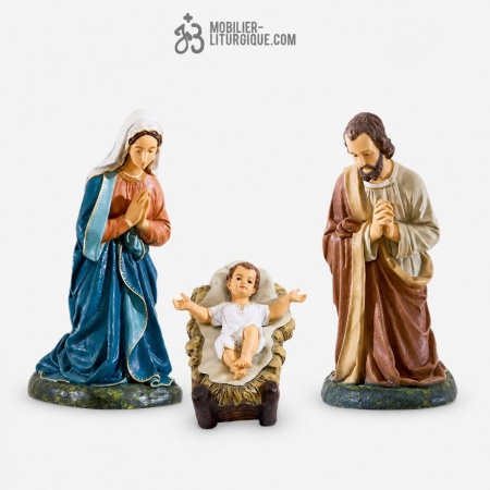 Lot de 3 personnages de cr&egrave;che : Sainte Famille