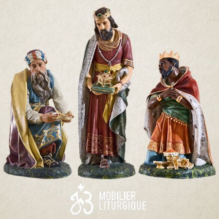 Lot de 3 personnages pour crèche de 85 cm : Rois mages