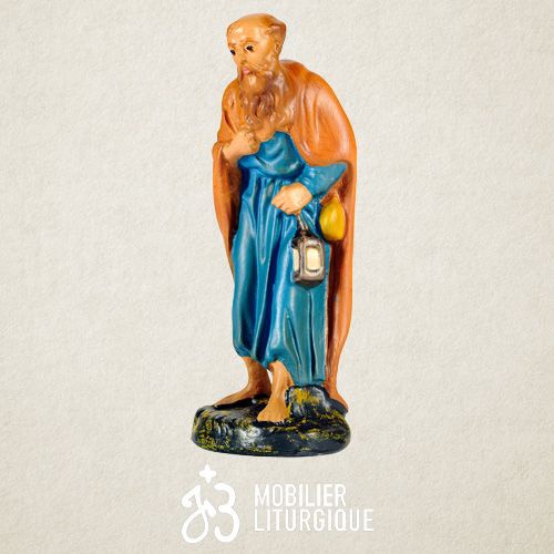 Personnage de cr�che : Berger � la lanterne, en pl�tre color�