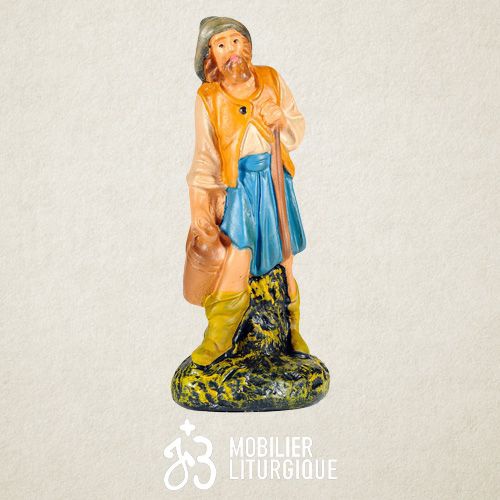 Personnage de cr�che : Berger au chapeau, en pl�tre color�