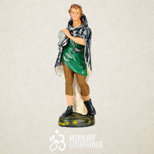 Personnage de cr�che : Berger au chapeau, en pl�tre color�