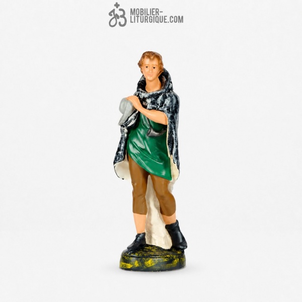 Personnage de cr�che : Berger au chapeau, en pl�tre color�