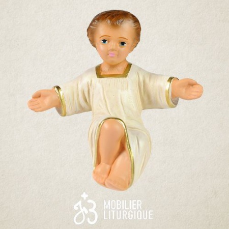 Personnage de crèche : Enfant Jésus, en plâtre coloré