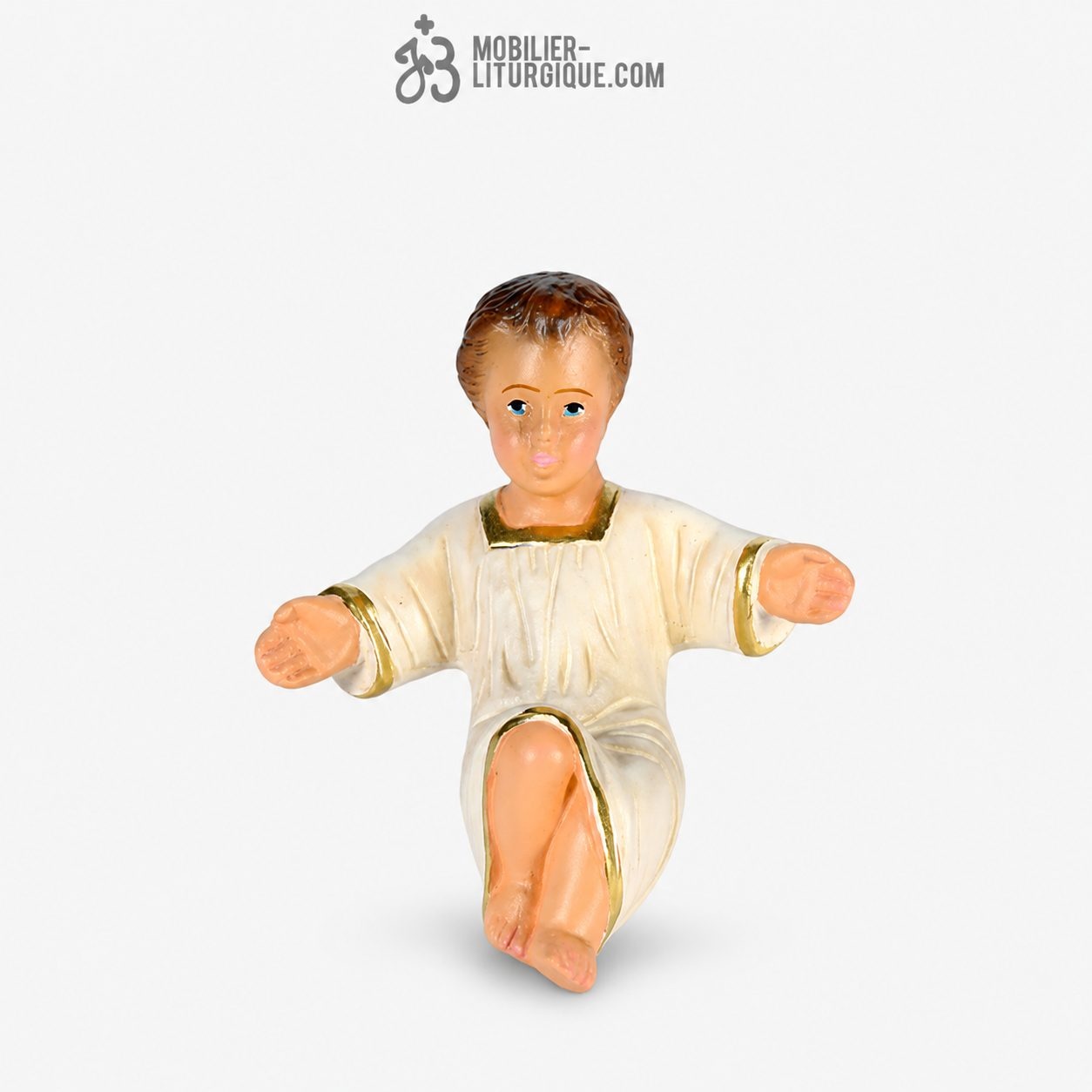 Personnage de cr&egrave;che : Enfant J&eacute;sus, en pl&acirc;tre color&eacute;
