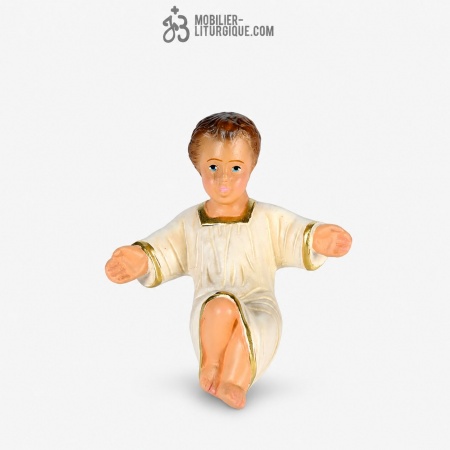 Personnage de cr&egrave;che : Enfant J&eacute;sus, en pl&acirc;tre color&eacute;