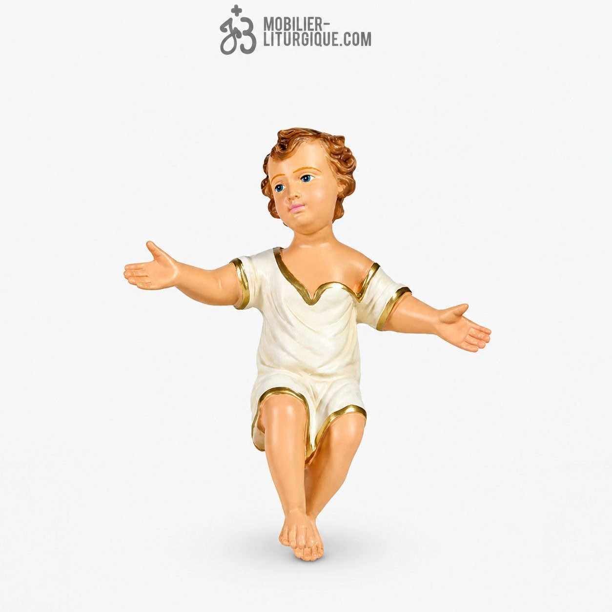 Personnage de cr&egrave;che : Enfant J&eacute;sus, en pl&acirc;tre color&eacute;